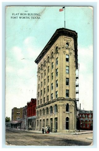 Flat Iron Building Fort Worth Texas 1909 Vintage Postcard