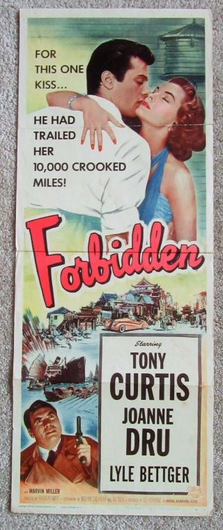 Forbidden 1954 Insrt Movie Poster Fld Tony Curtis Joanne Dru Vg