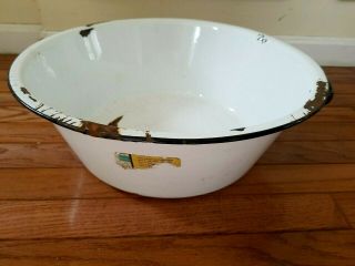 Old Vintage Porcelain Enamel White Color Baby Bath Wash Tub Basin Bowl (b92) 3