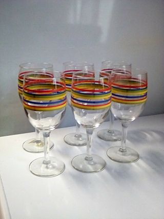 Libbey Fiesta Mambo Striped Stemware Set Of 6 Wine/ Water Goblets