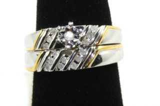 Vintage Ring Sterling Silver Cz Wedding And Engagement Set Cubic Zirconium