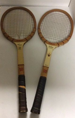 2 Vintage Wooden Wilson Jack Kramer Autograph Tennis Rackets Speed Flex,