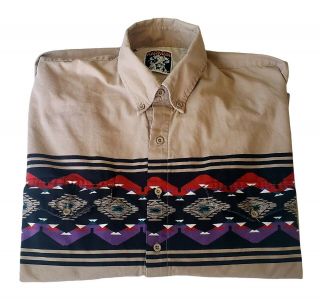 Vintage Karman South Western Aztec Button Down Shirt Mens Sz Xl/xxl