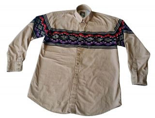 Vintage Karman South Western Aztec Button Down Shirt Mens Sz XL/XXL 2