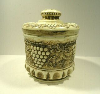 Fenton Grape And Cable Tobacco Jar With Brown Stain