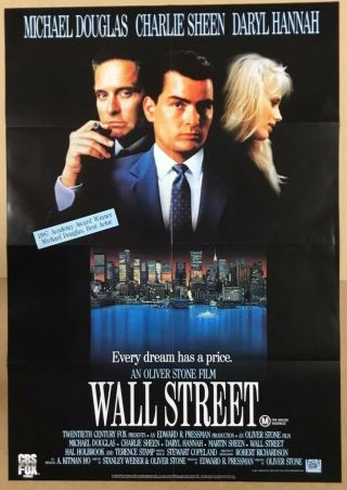 Wall Street Australian One Sheet Movie Poster Film 1987