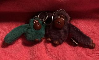 Vintage Kipling Monkey Nicole And Val Gorilla Keychain Green/purple