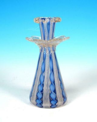 Italian Murano Vintage Art Glass Zanfirico Bud Vase Fratelli Aureliano Toso Avem