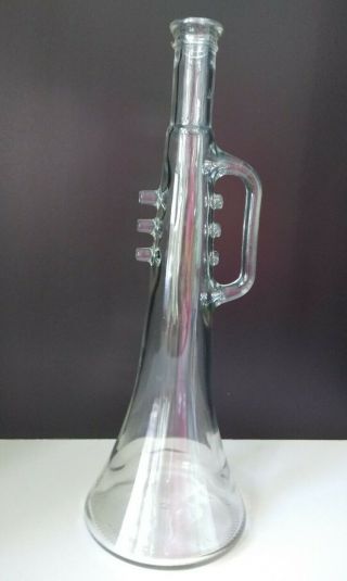 Vintage Trumpet Shaped Bottle Horn Craft Art Glass 70mm 75cl 15 " Euc
