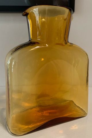Vintage Amber Honey Colored Double Spout Glass Blenko Vase Mid Century Modern