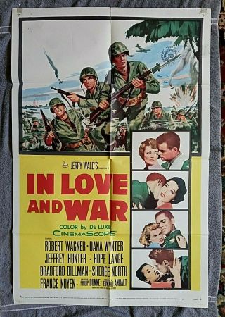 In Love And War Movie Poster Jeffrey Hunter Dana Wynter Robert Wagner Wwii 1958