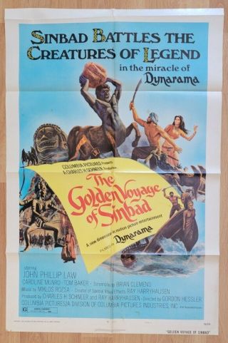 The Golden Voyage Of Sinbad - 1973 Caroline Munro Vintage Movie Poster