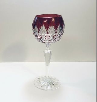 1 Ajka (?) Bohemian Ruby Red Cased Cut To Clear Crystal Wine Glass