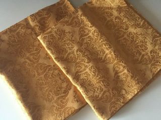 1950s 1960s Vintage Retro Gold Curtains Cotton Sateen Fabric Mid Century 66” L