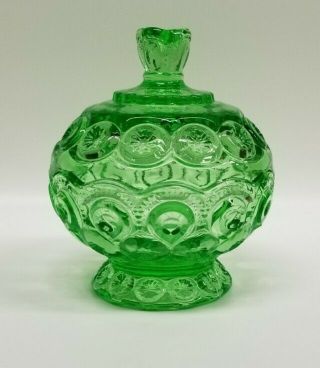Moon And Star Glass Compote Small Candy Dish With Lid Light Apple Green