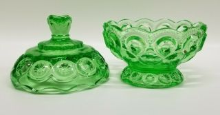 Moon And Star Glass Compote Small Candy Dish with Lid Light Apple Green 3