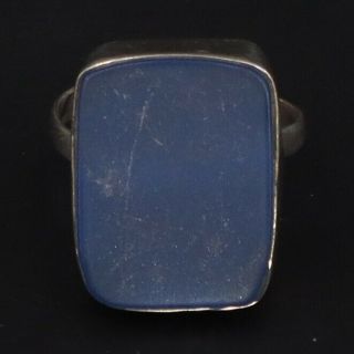 Vtg Sterling Silver - Modern Blue Resin Stone Solitaire Ring Size 8.  5 - 5g