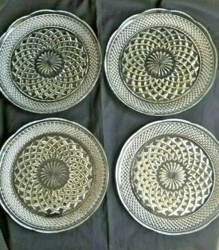 4 Vintage Anchor Hocking 9 - 1/2 " Wexford Crystal Clear Dinner Plates
