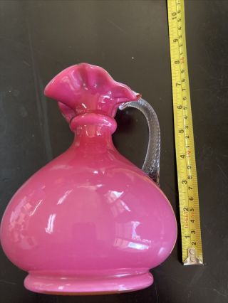 Fenton Ruffled Vase Pink And White 3