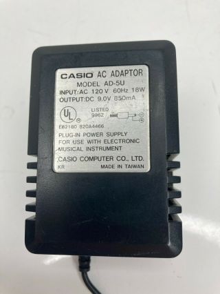 Casio Keyboard Power Supply Ac Adapter Ad - 5u For Vintage 9v Ct Mt Ht Hz Cz Sa