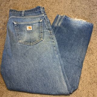 Vintage Carhartt Blue Denim Jeans 38x30 Made In Usa Relaxed Fit 100 Cotton.