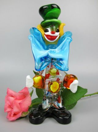 Vintage Hand Blown Murano Glass Clown Sculpture / Figurine.  Italy.  8 "