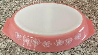 Vintage Pyrex Pink Daisy 1.  5 Quart Divided Oval Casserole Dish No Lid 2