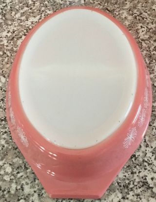 Vintage Pyrex Pink Daisy 1.  5 Quart Divided Oval Casserole Dish No Lid 3