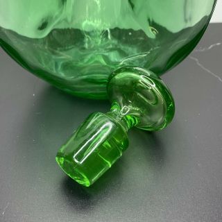 Vintage BLENKO green glass pinched decanter carafe 2