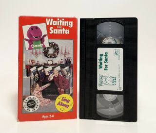 Barney,  Waiting For Santa Sing Along (vhs,  1992) Vintage Rare White Label Opp