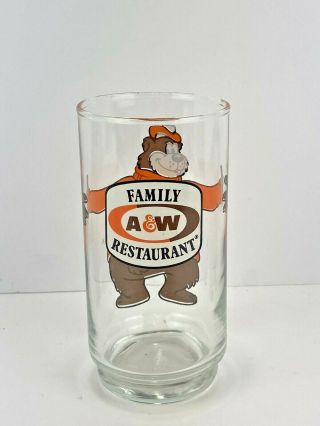 A&w Root Beer Family Restaurant - Root Beer Bear Hugging 5 1/2 " Glass Vintage