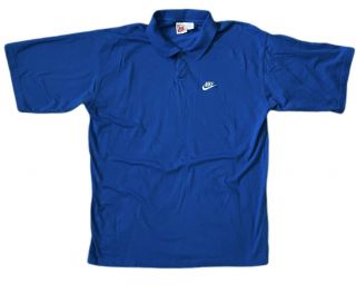 Vintage White Tag Nike Mens Polo Shirt Xl Blue White Logo Short Sleeve