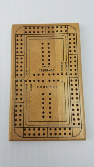 Vintage Drueke No.  1951 Play A Way Cribbage Board With Metal Pegs Rare