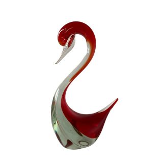 Large Vintage Italian Murano Red Art Glass Swan Duck Figurine Ornament