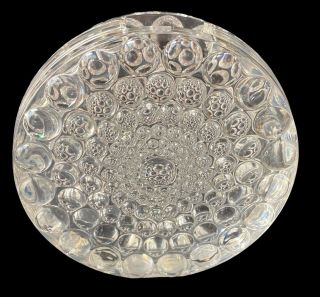 Vintage Clear Glass Round Disc Vase Bubble 4.  75 "