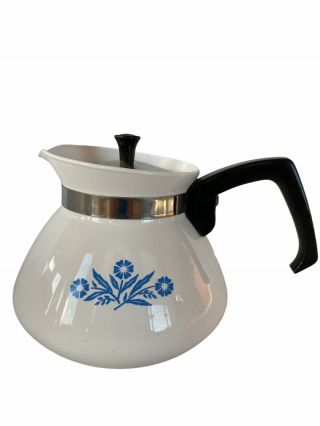 Vintage Corning Ware Blue Cornflower 6c Coffee Tea Pot W/Tea Infuser & Lid P104 2