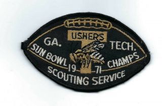 Vintage 1971 Boy Scout Georgia Tech Usher Football Arm Sun Bowl Champs Patch