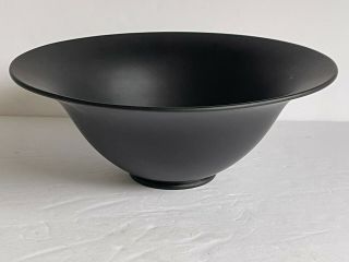 Antique C1920s Tiffin Art Deco Ebony Black Satin Glass Bowl 9 1/4 "