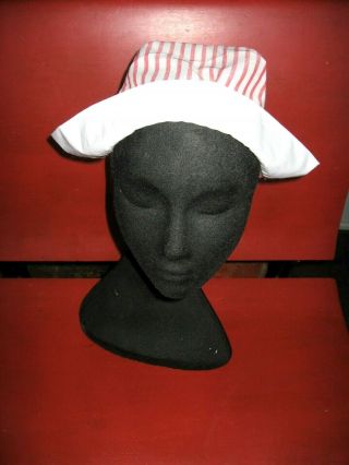 Vintage Red/ White Stripe Hospital Candy Striper Uniform Hat/cap
