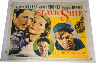 Slave Ship 1937,  (r48) Warner Baxter,  Wallace Beery,  Mickey Rooney (1/2 Sheet)