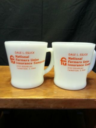 2 Fire King Advertising Coffee Cups Insurance Eslick Yankton Sd South Dakota