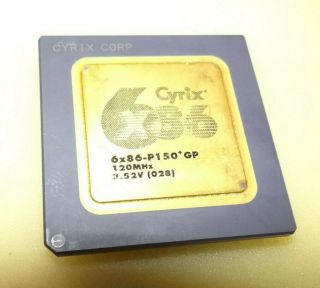 Cyrix 6x86 - P150,  Gp 120mhz Cpu Gold Top Vintage Socket 5 3.  52v Socket 7