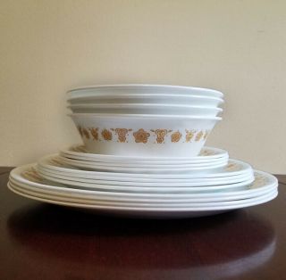 Vintage Corelle Butterfly Gold Dishes,  Dinner,  Salad & Dessert Plates,  Bowls