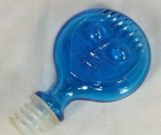 Vtg Mid Century Erik Hoglund Turquoise Blue Glass Decanter Face Stopper Only