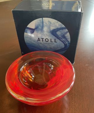 Kosta Boda Sweden Red Art Glass Swirl Bowl 7”