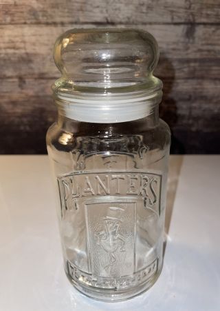 Vintage Planters Mr.  Peanut Glass Jar 75th Anniversary 1906 - 1981 8 " Tall