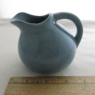 Cute Vintage Light Blue Miniature 3 " Pottery Ball Pitcher Creamer,  Unmarked