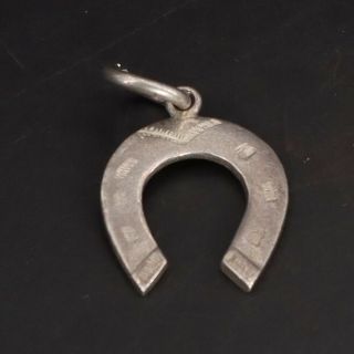Vtg Sterling Silver - Horse Horseshoe Good Luck Lucky Amulet Bracelet Charm - 1g