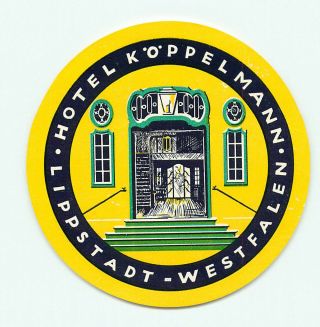 Lippstadt Westfalen Germany Hotel Koppel Mann Vintage Luggage Label