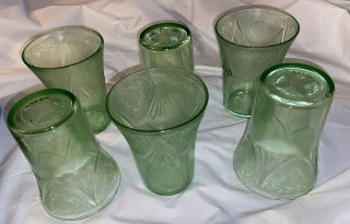 Set Of 6 Royal Lace Green Juice Tumblers - Just Over 4” Tall